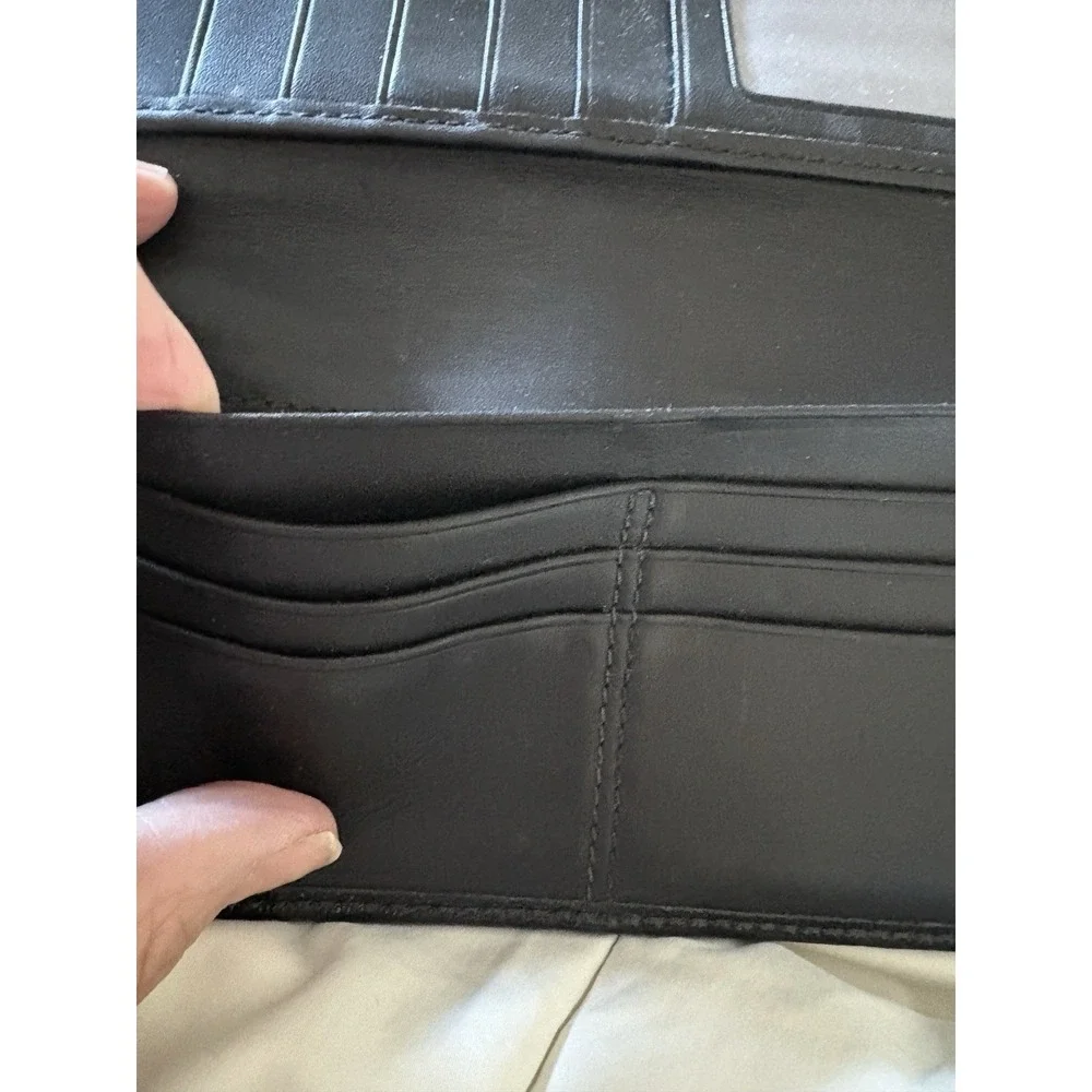 Coach Signature Zip Around Wallet Canvas Leather Trim
